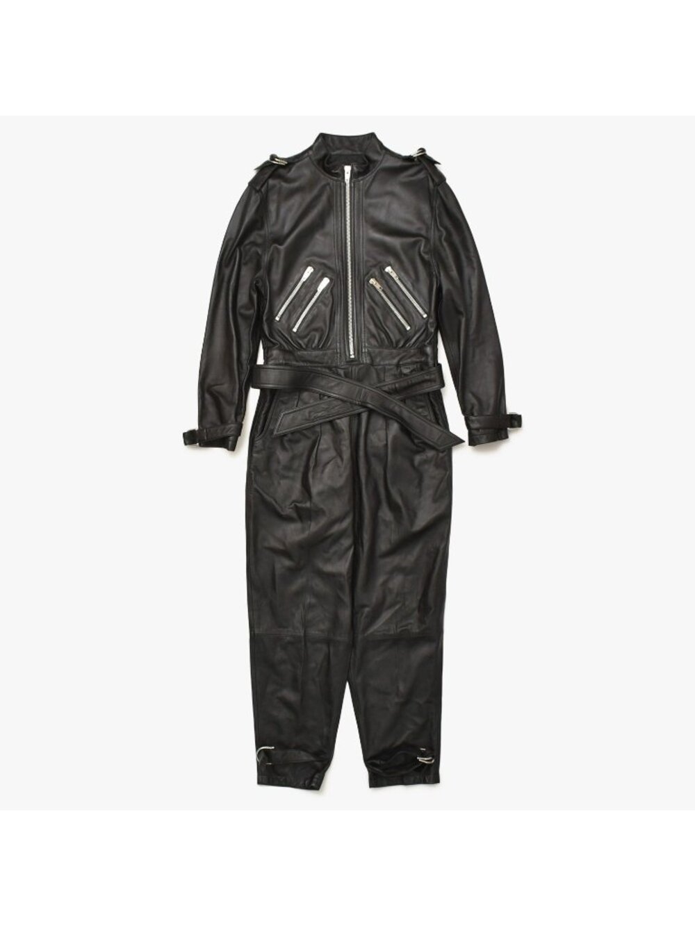 Celine Lambskin Jumpsuit Zip Up Black Hedi Slimane Era Silver